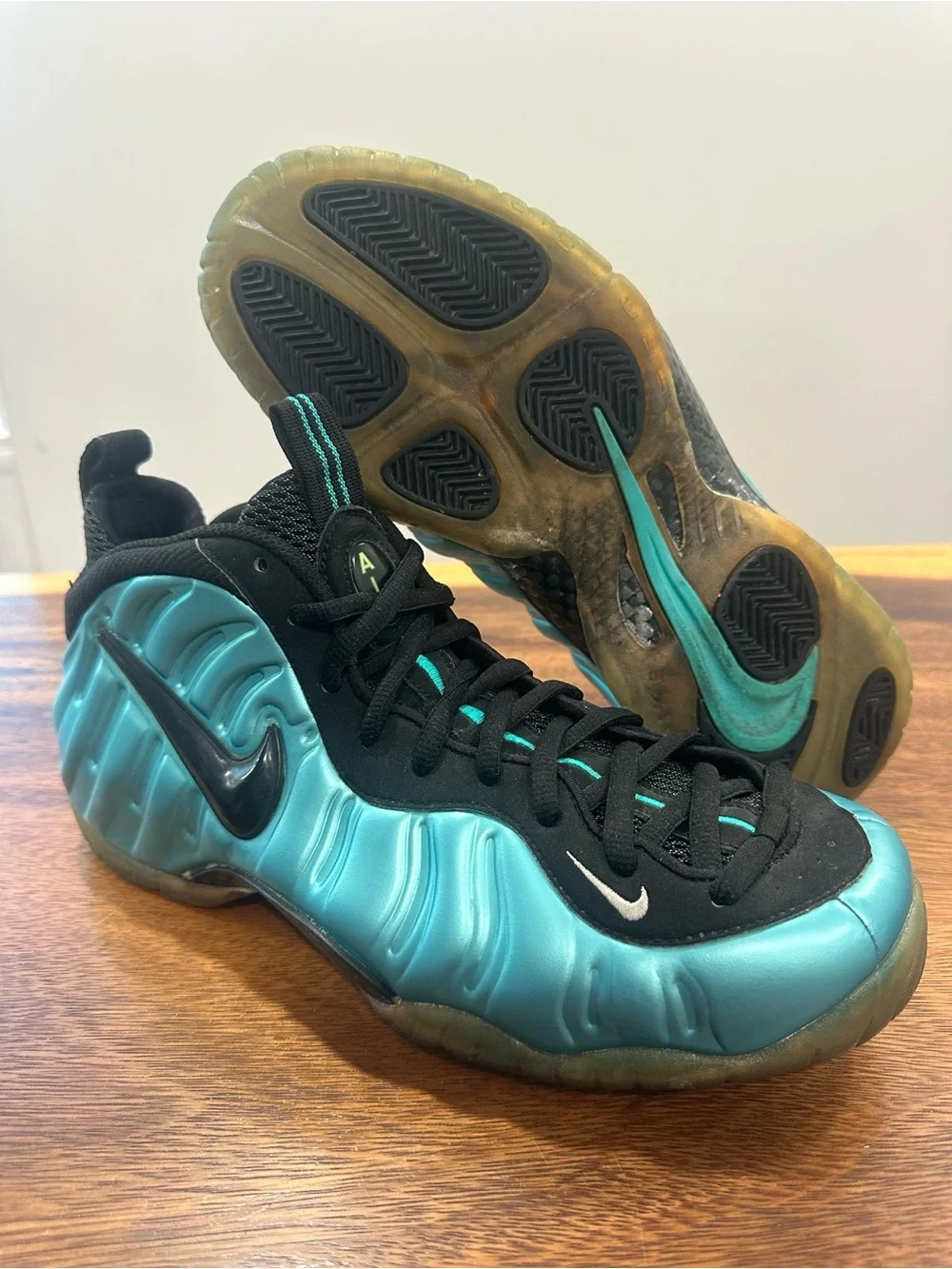 Nike Air Foamposite Pro Electric Blue Black 624041-410 US Men's Sz 10.5 2011 GUC